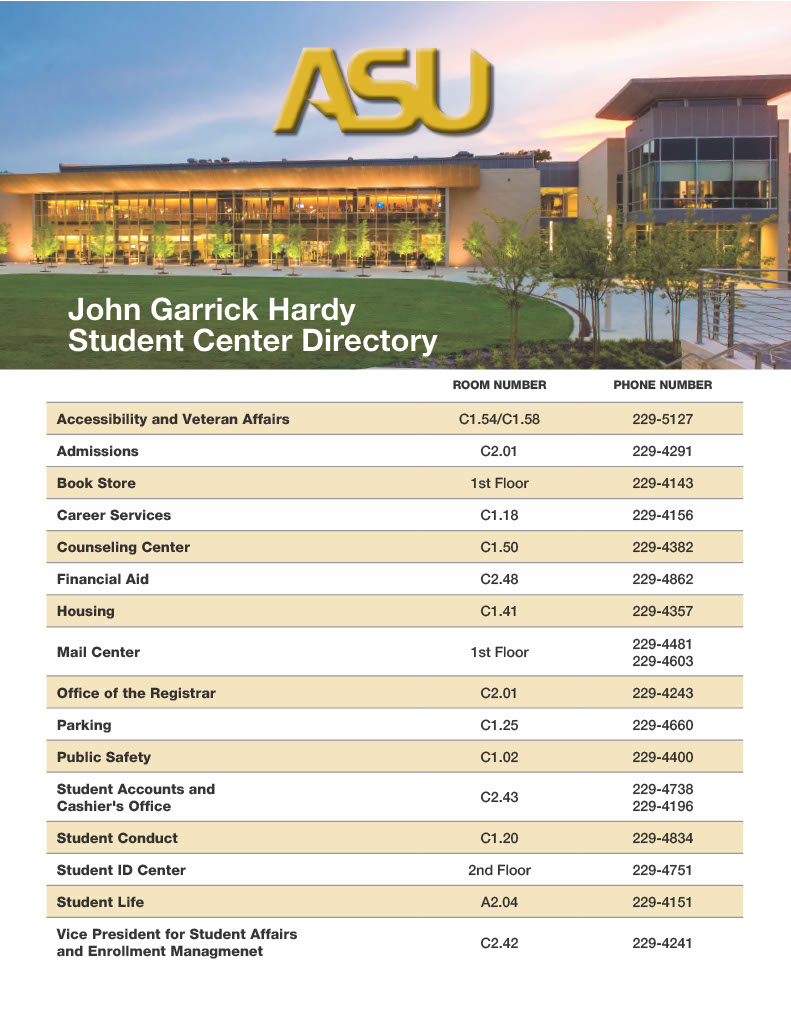 Student Center directory